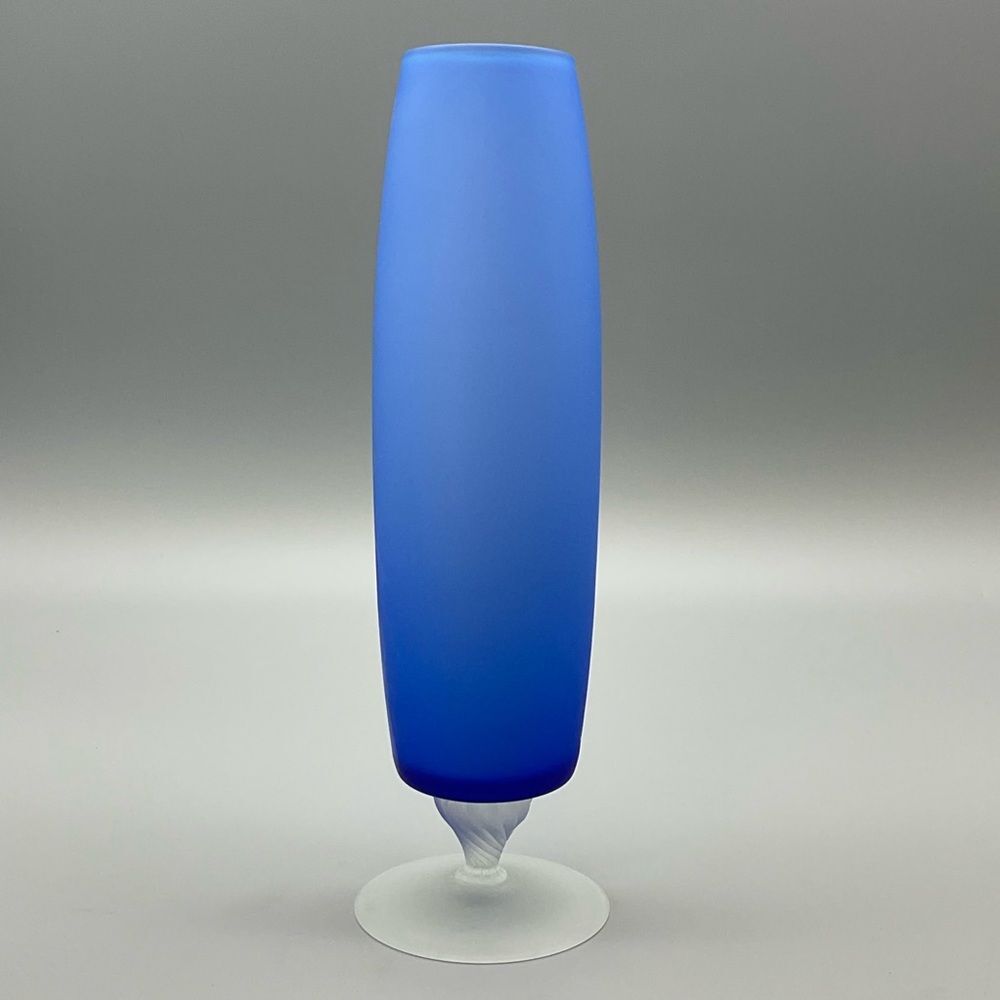 Vintage Norcrest Blue and White Cased Glass Bud Vase